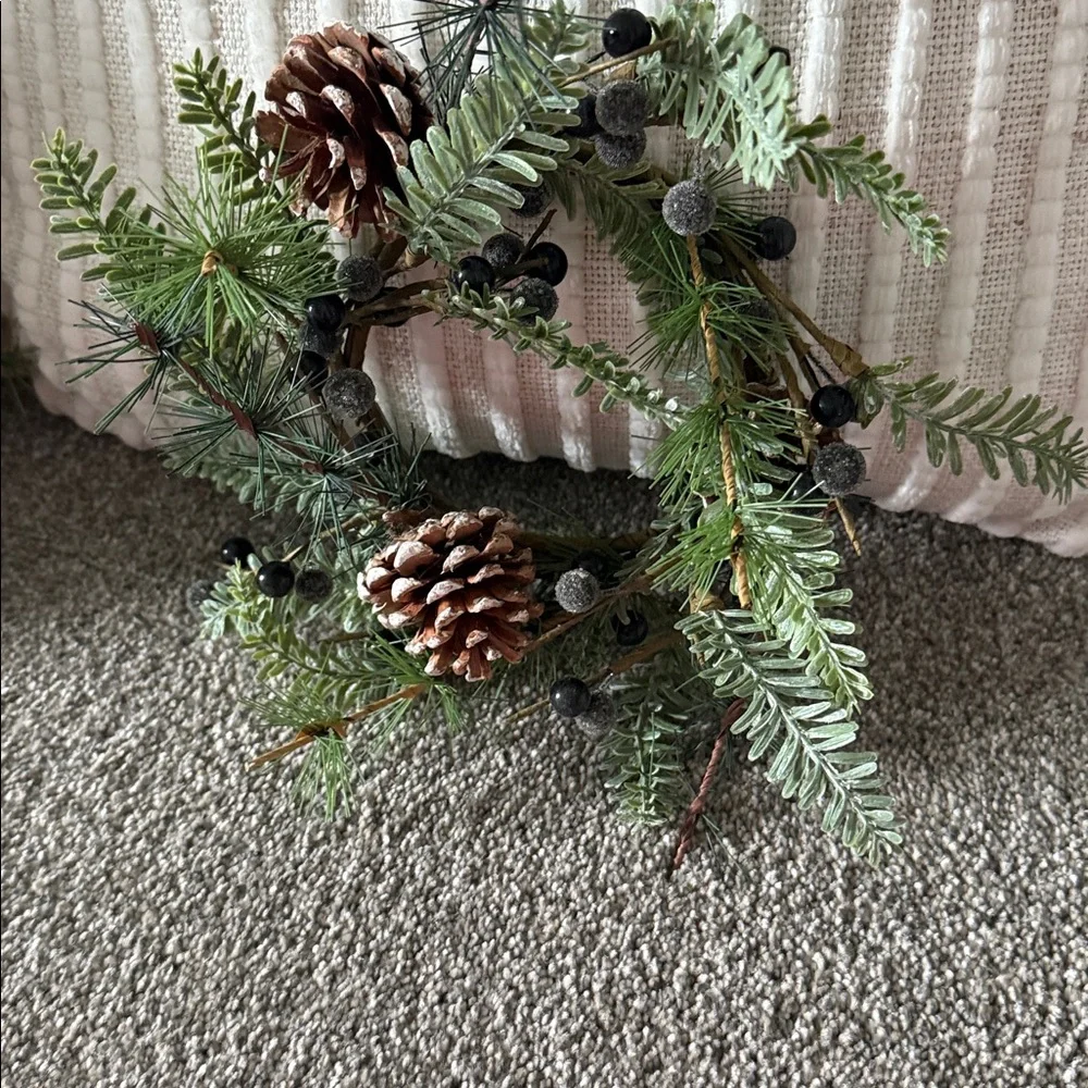 Festive Green and Brown Holiday Wreath set.  One medium and one small